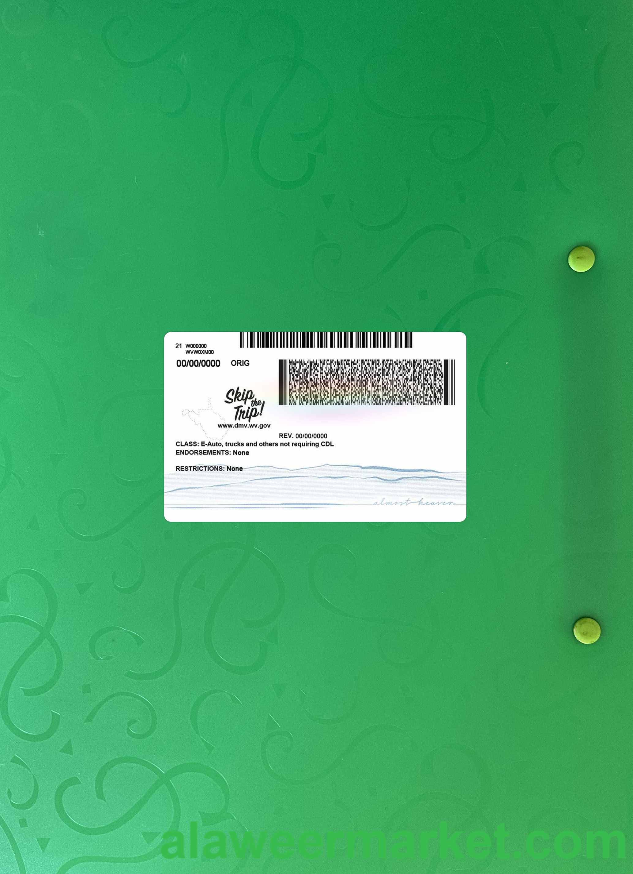 USA West Virginia driving license photolook 2023-present back